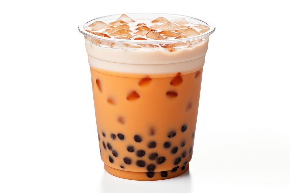 Boba tea photo drink cup white background. AI generated Image by rawpixel.