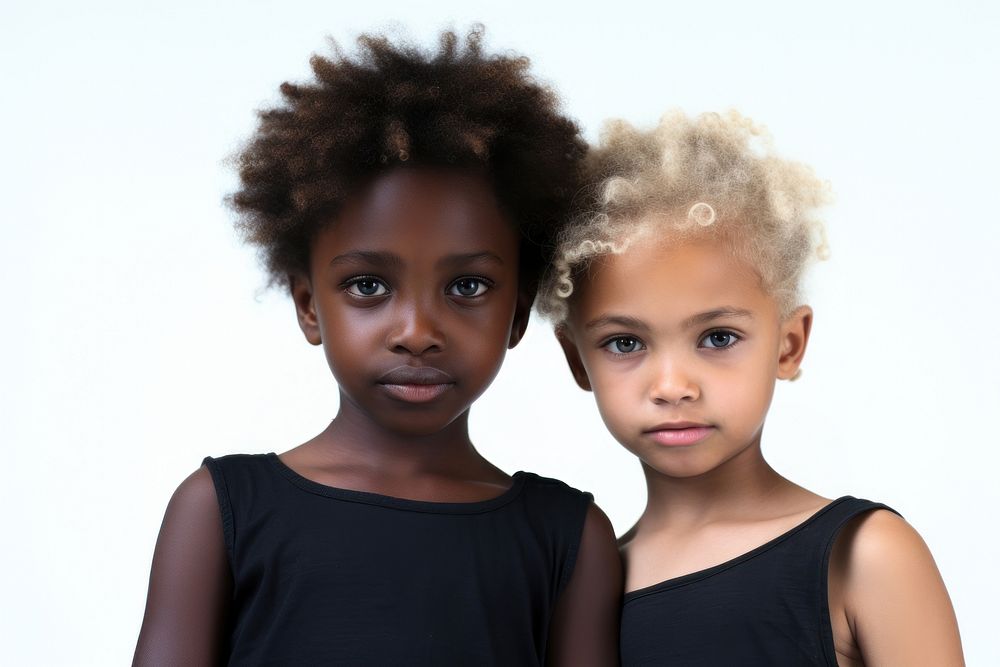 Black children portrait white background togetherness. AI generated Image by rawpixel.
