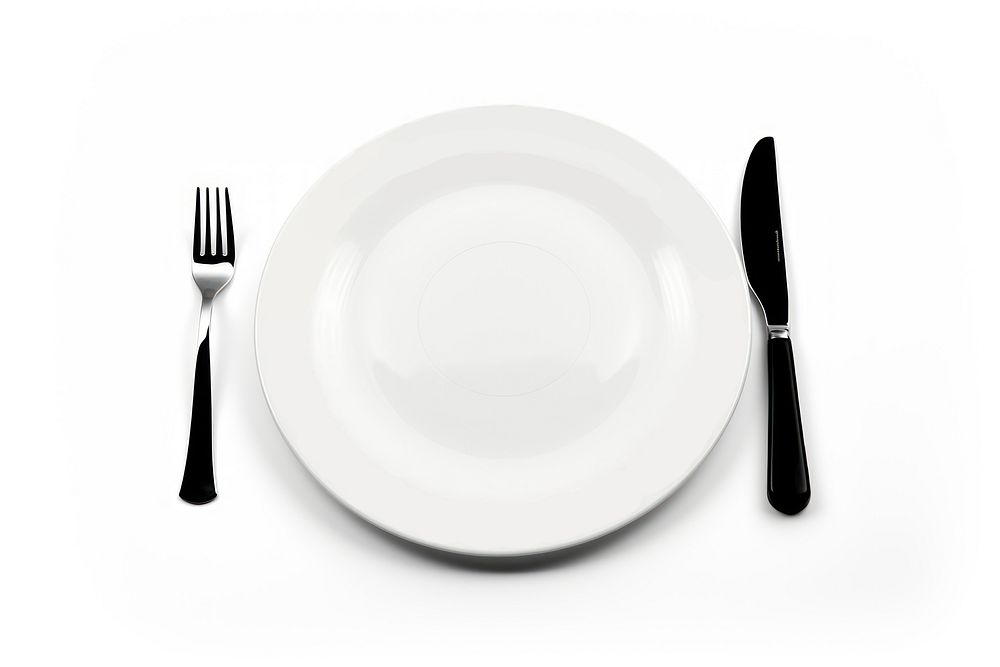 Plate and knife with folk black fork food. AI generated Image by rawpixel.
