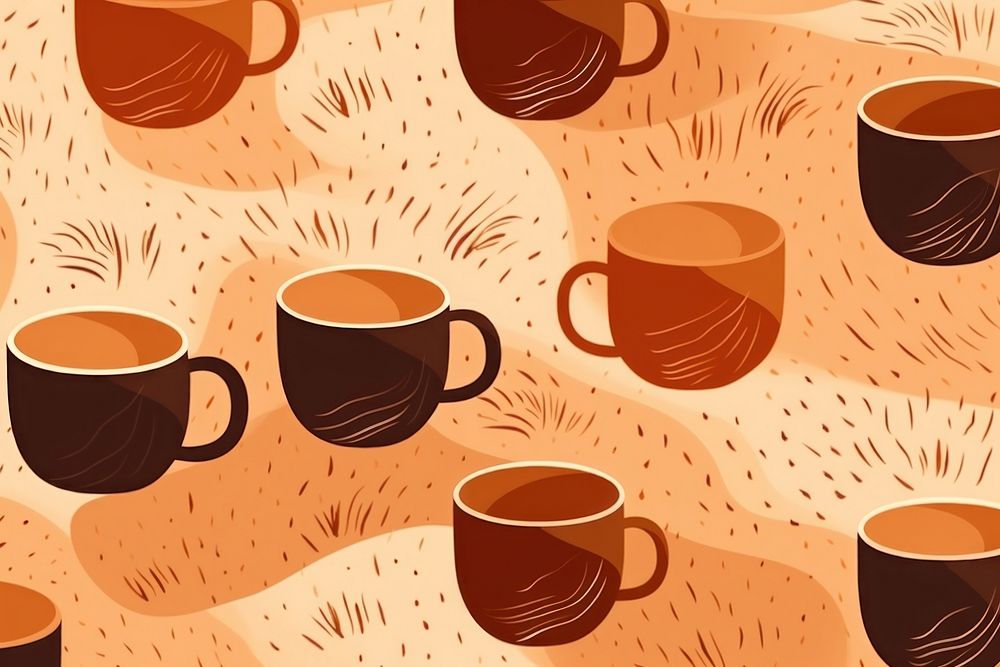 Abstract memphis coffee cups backgrounds drink brown. AI generated Image by rawpixel.