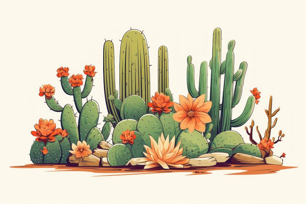Cactus illustration vector plant creativity outdoors. AI generated Image by rawpixel.
