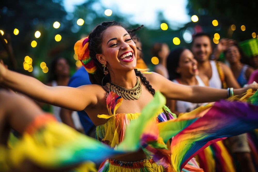 Celebratory dance at a Latin American fiesta celebration dancing adult. AI generated Image by rawpixel.