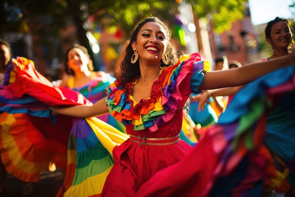 Celebratory dance at a Latin American fiesta celebration dancing adult. AI generated Image by rawpixel.