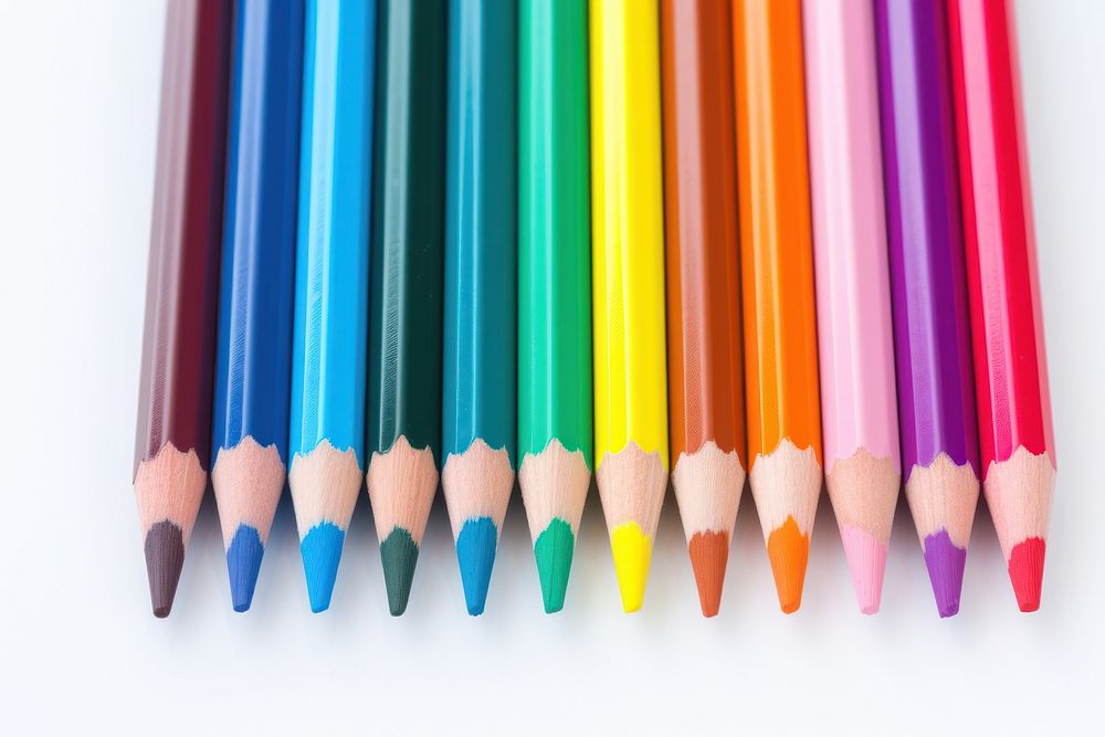Coloring pencils backgrounds white background arrangement. AI generated Image by rawpixel.