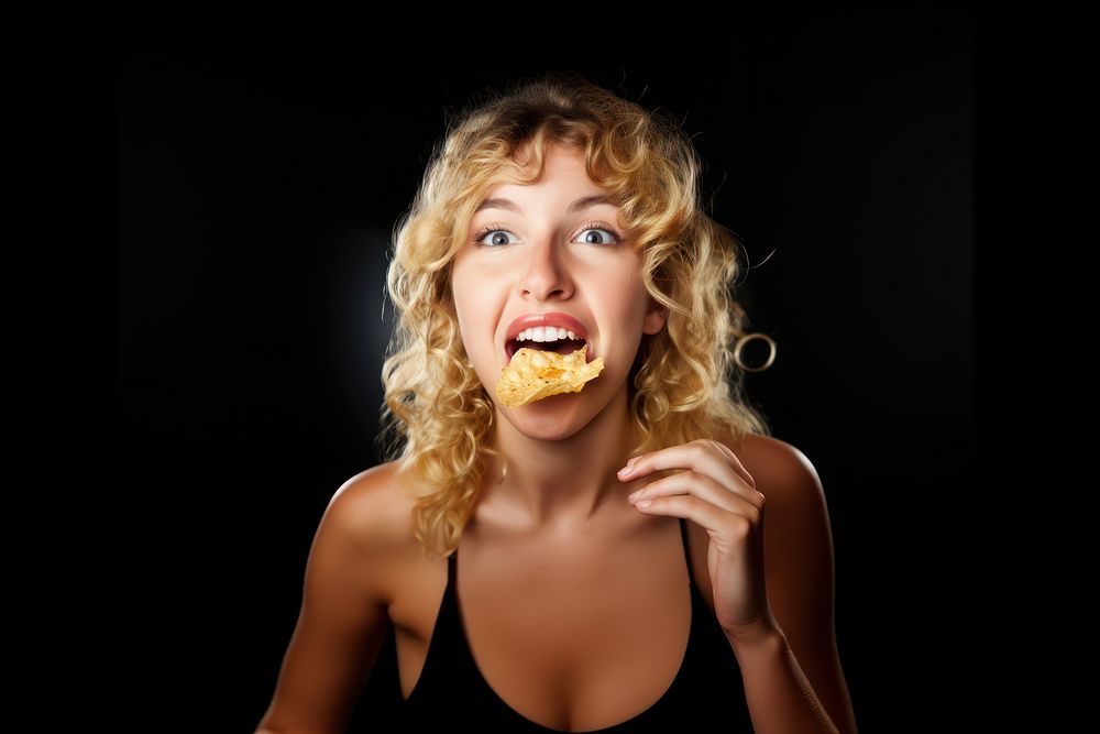 Girl biting eating adult. AI generated Image by rawpixel.