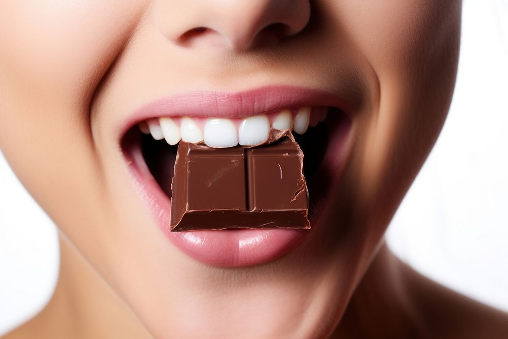 Girl chocolate biting adult. AI generated Image by rawpixel.