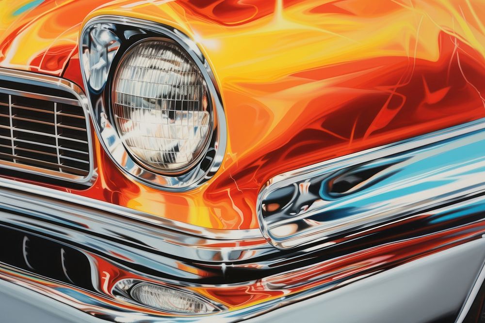 Lowrider classic car headlight vehicle transportation. AI generated Image by rawpixel.