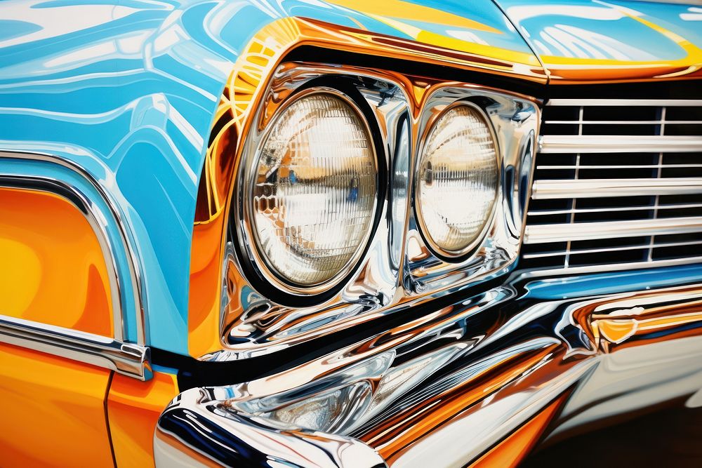 Lowrider classic car headlight vehicle transportation. AI generated Image by rawpixel.