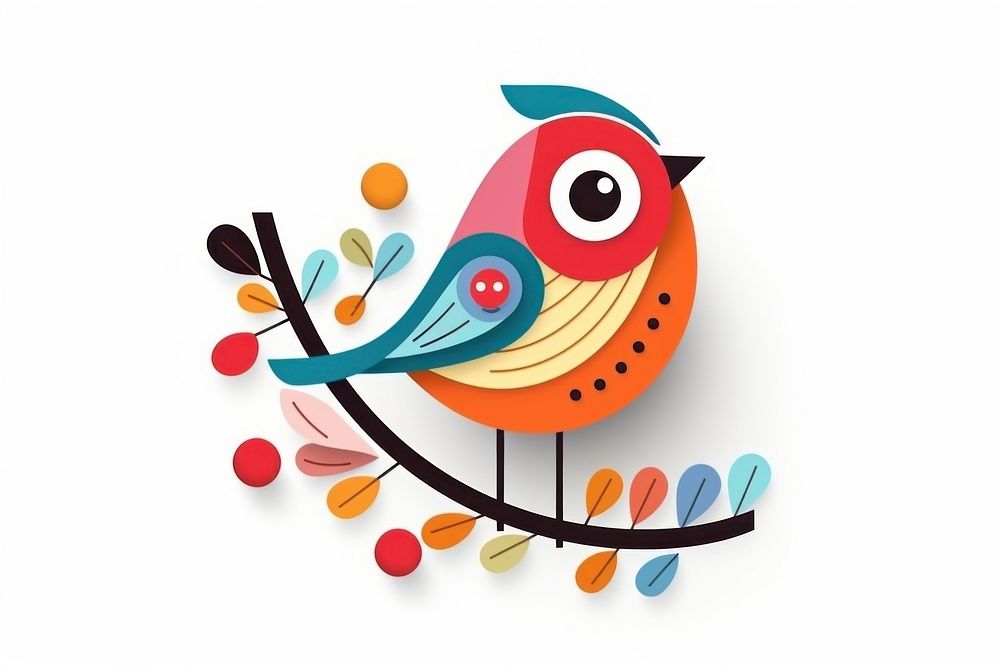 Cute abstract bird vector animal art white background. AI generated Image by rawpixel.