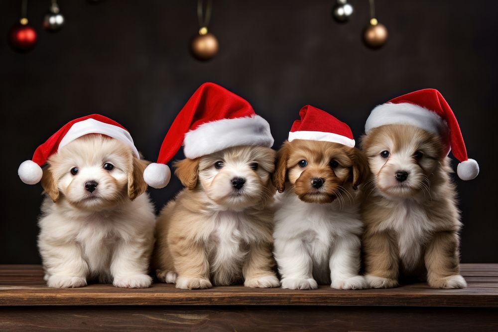 Puppies christmas mammal animal. AI generated Image by rawpixel.