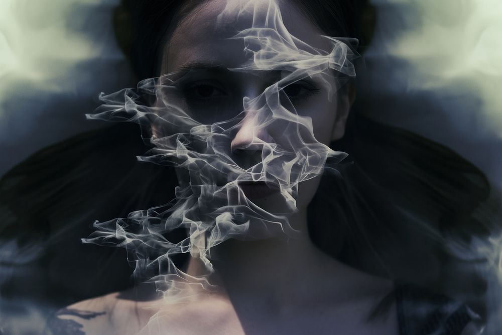 Scary ghost portrait smoking smoke. AI generated Image by rawpixel.