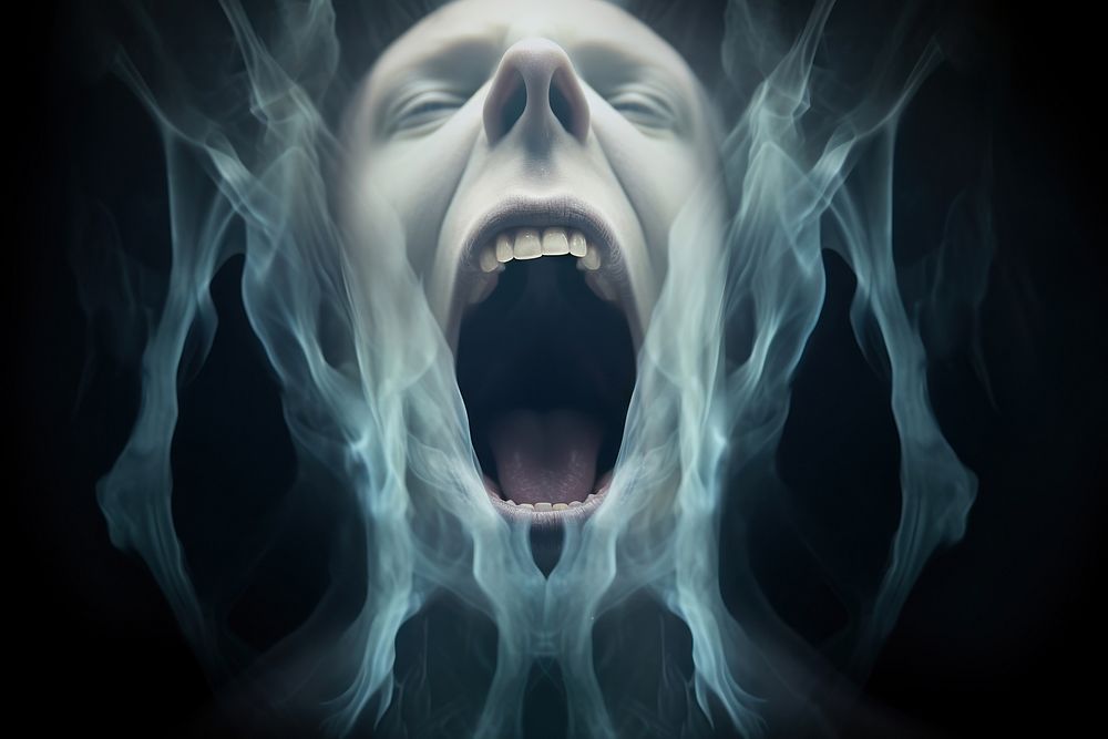 Screaming scary ghost shouting horror adult. AI generated Image by rawpixel.
