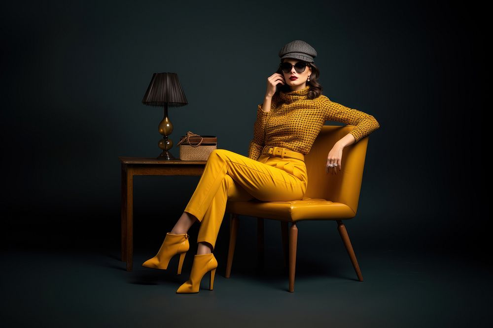Fashion portrait chair sunglasses. AI generated Image by rawpixel.