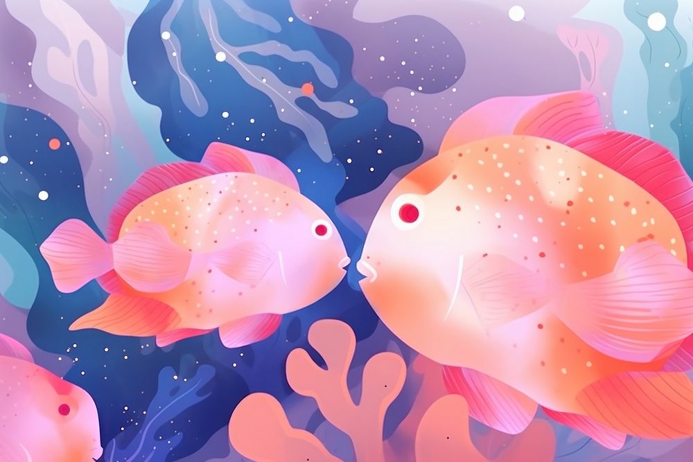 Abstract memphis fish illustration animal nature sea. AI generated Image by rawpixel.