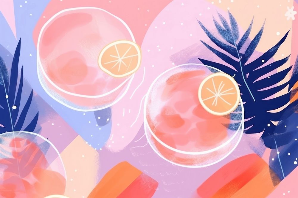 Abstract memphis summer cocktails backgrounds grapefruit pattern. AI generated Image by rawpixel.