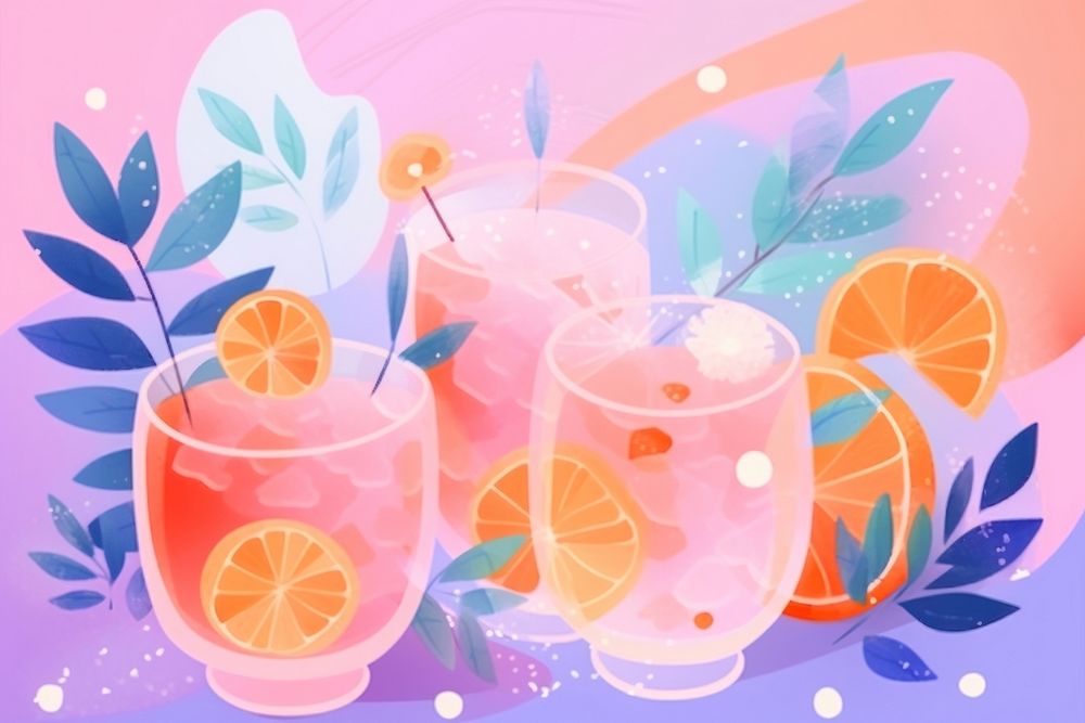 Abstract memphis summer cocktails backgrounds grapefruit drink. AI generated Image by rawpixel.