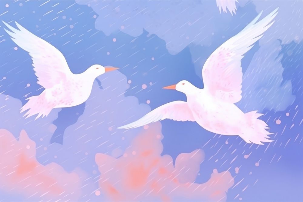 Abstract memphis white birds outdoors nature flying. AI generated Image by rawpixel.