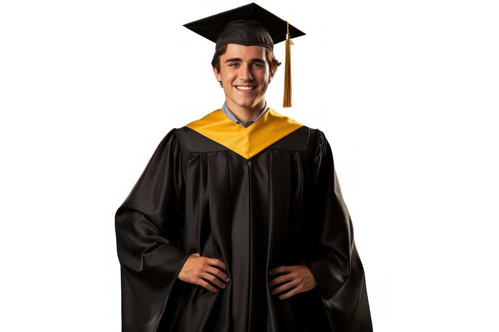 Graduation gown white background intelligence achievement. AI generated Image by rawpixel.