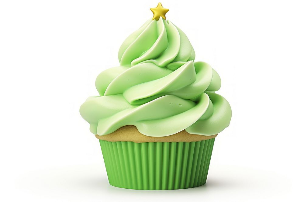 Green christmas cupcake dessert cream food. AI generated Image by rawpixel.