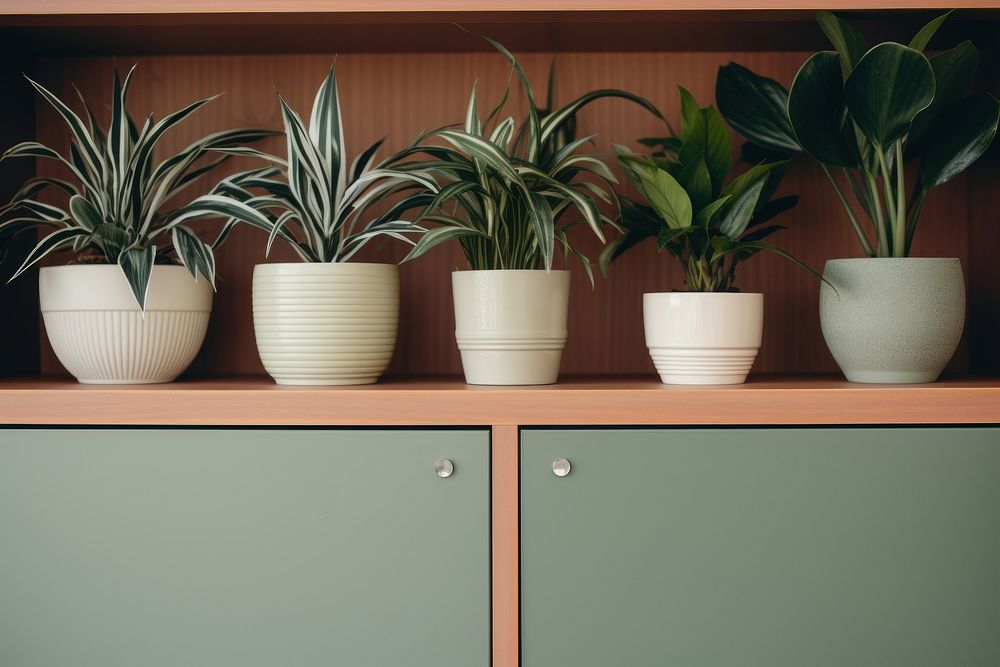 Houseplants furniture vase leaf. AI generated Image by rawpixel.