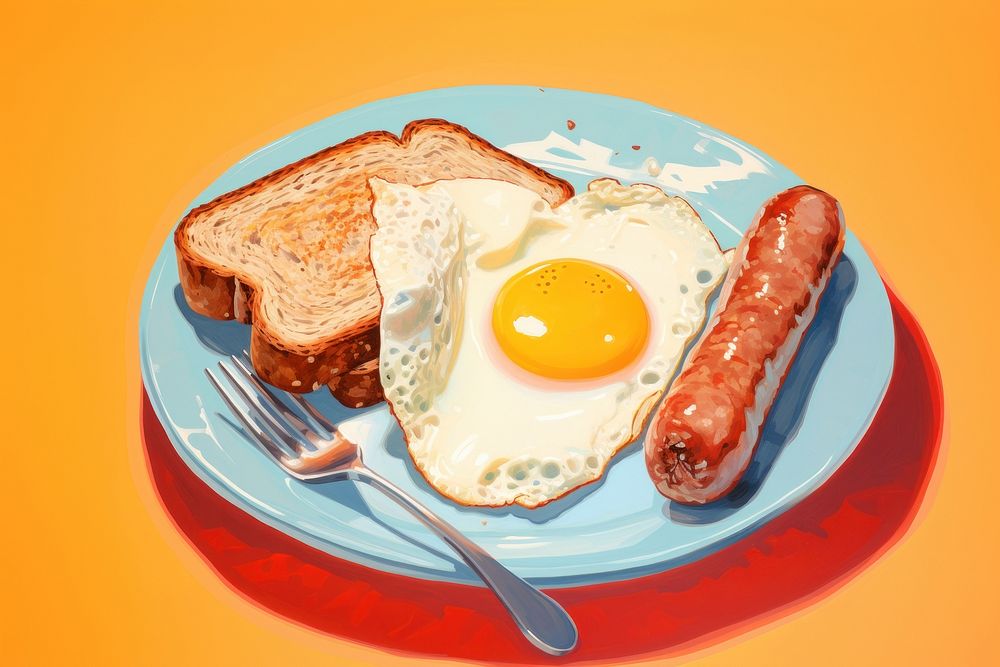Egg sausage fried food. AI generated Image by rawpixel.