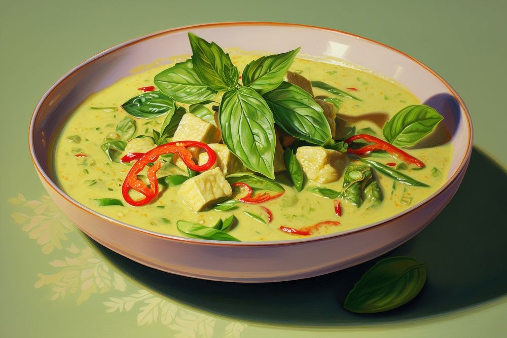 Green curry plate food meal. AI generated Image by rawpixel.