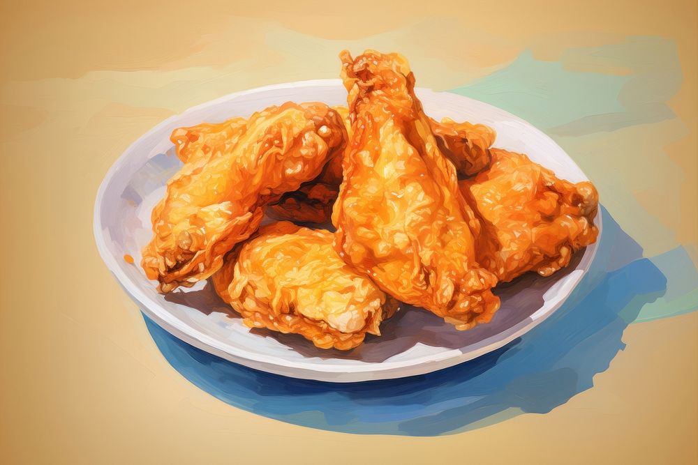 Korea fried chicken plate food freshness. AI generated Image by rawpixel.