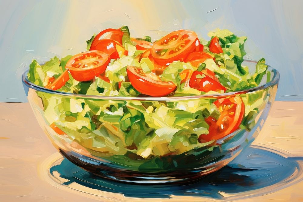 Salad painting food bowl. AI generated Image by rawpixel.
