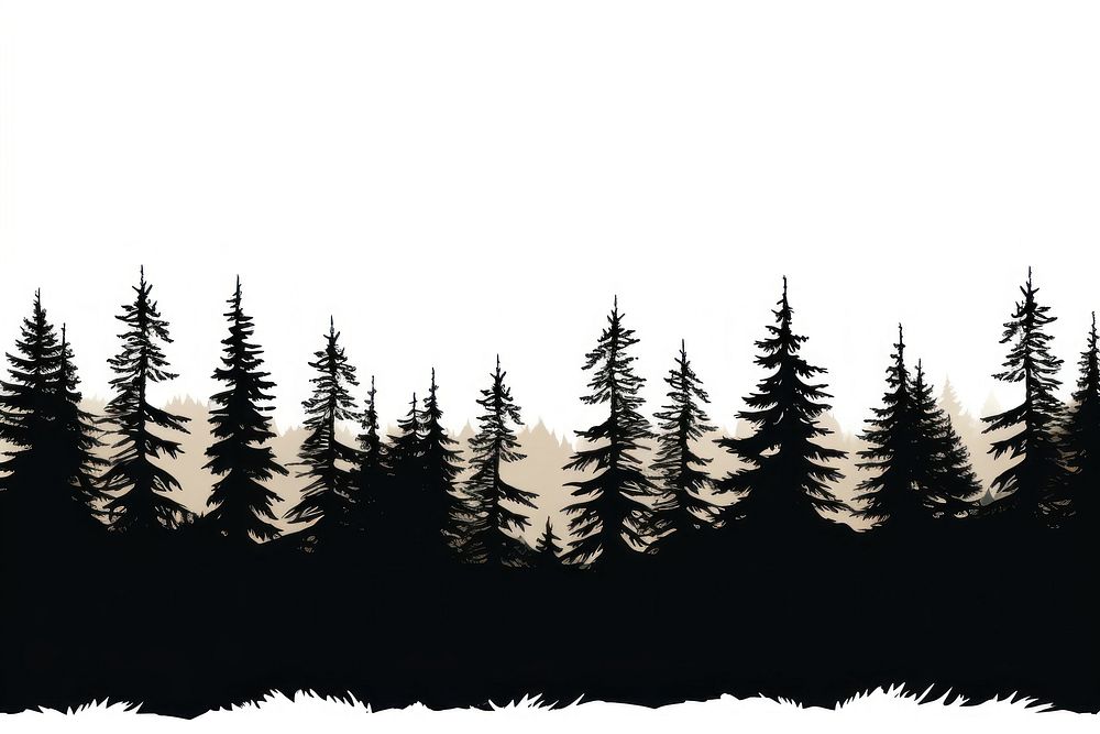Trees forest silhouette fir outdoors. AI generated Image by rawpixel.