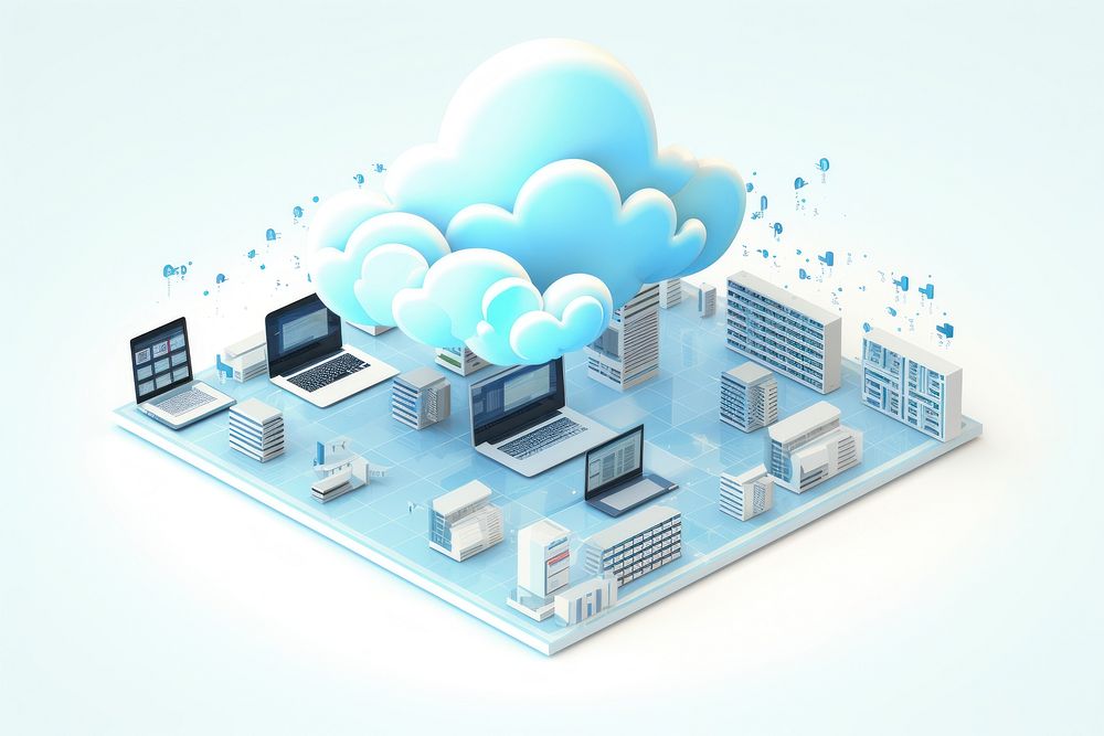 Cloud computing computer architecture building. AI generated Image by rawpixel.