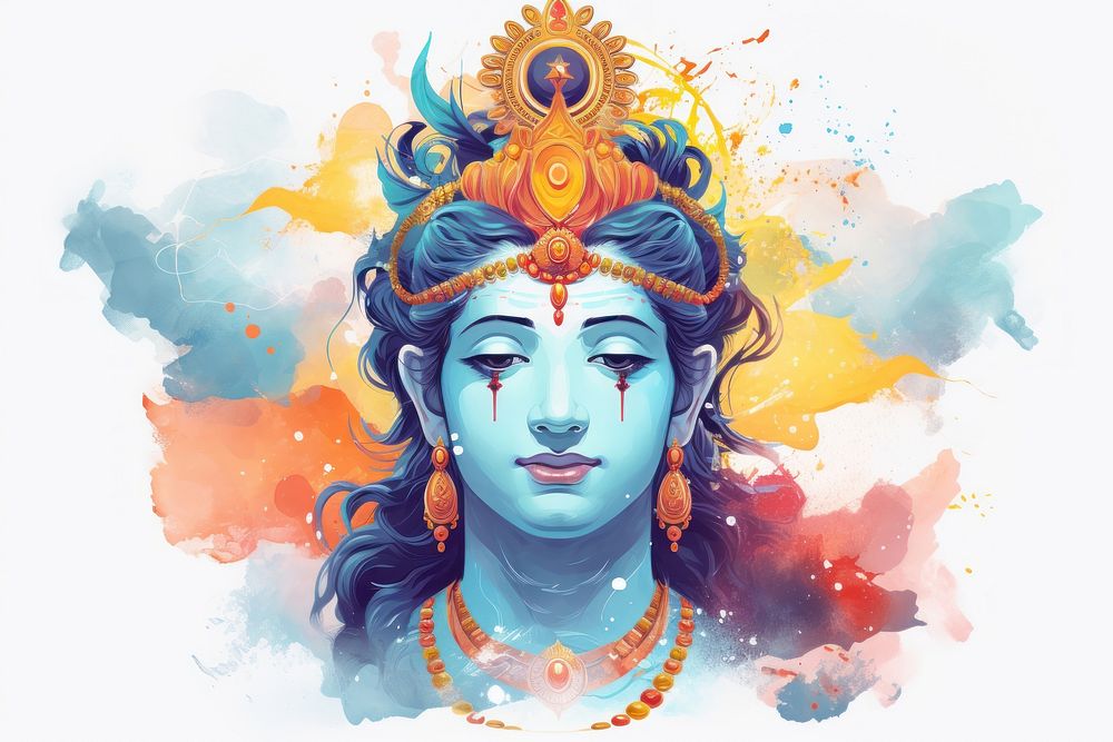 Hindu god portrait art representation. AI generated Image by rawpixel.