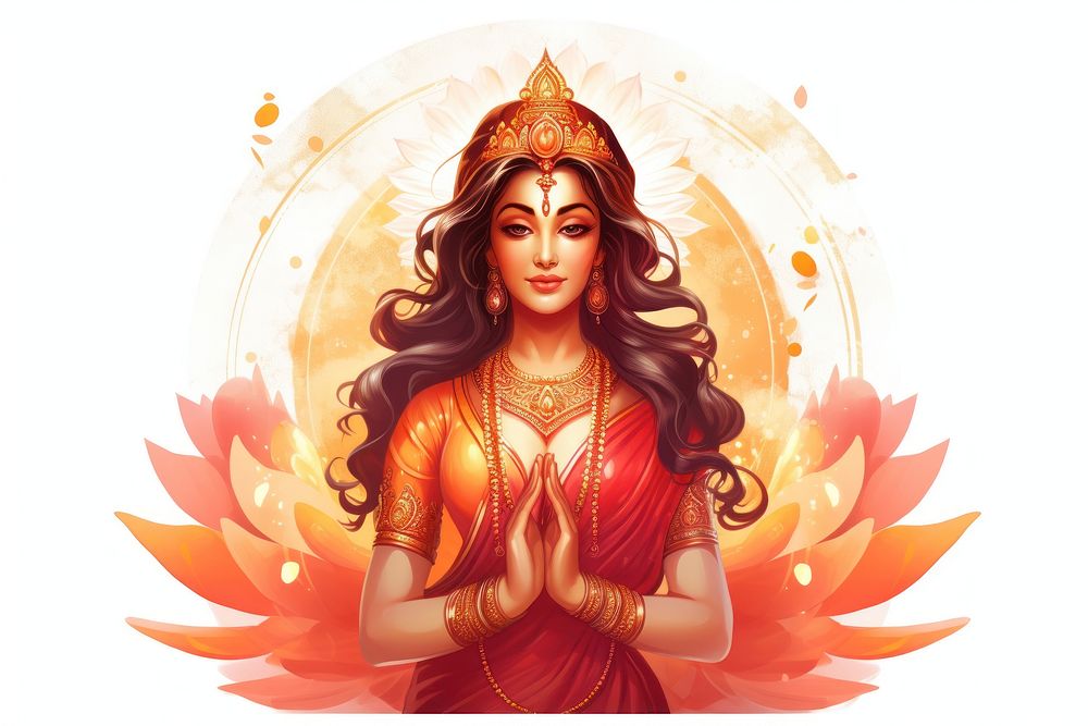 Lakshmi representation spirituality cross-legged. AI generated Image by rawpixel.