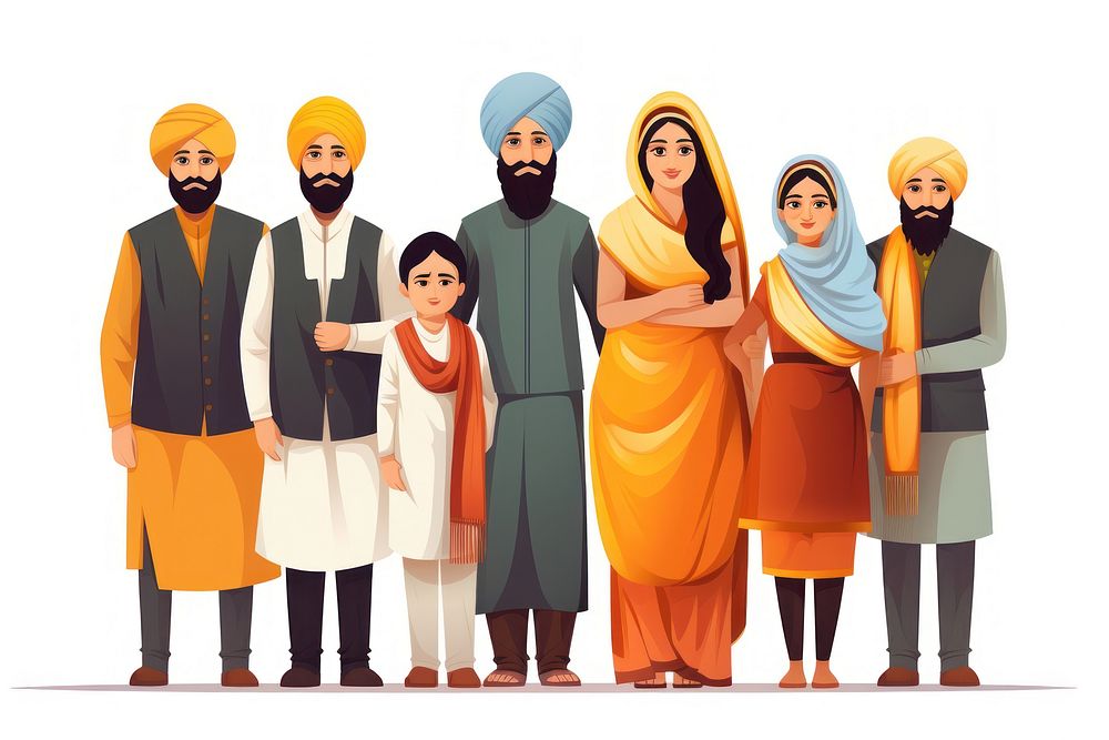 Sikh family adult white background togetherness. AI generated Image by rawpixel.