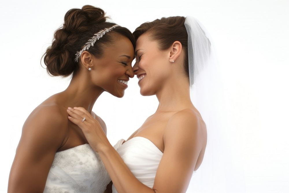 Lesbian diversity wedding photo portrait jewelry fashion. AI generated Image by rawpixel.