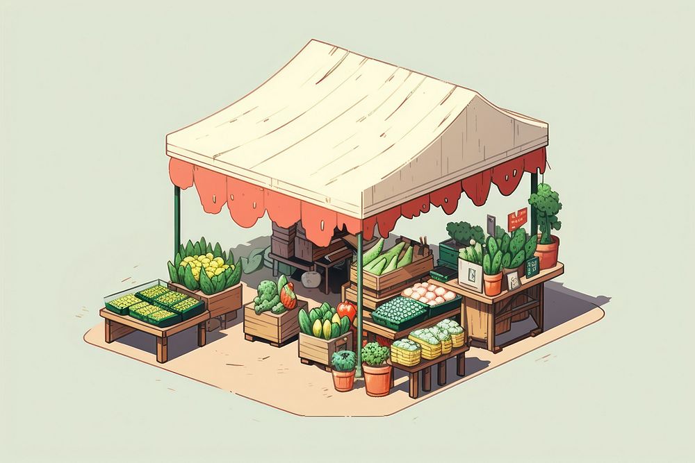 Minimal farmers market plant food architecture. AI generated Image by rawpixel.