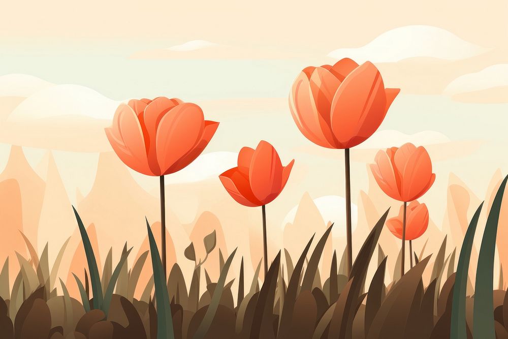 Tulip garden backgrounds landscape outdoors. AI generated Image by rawpixel.
