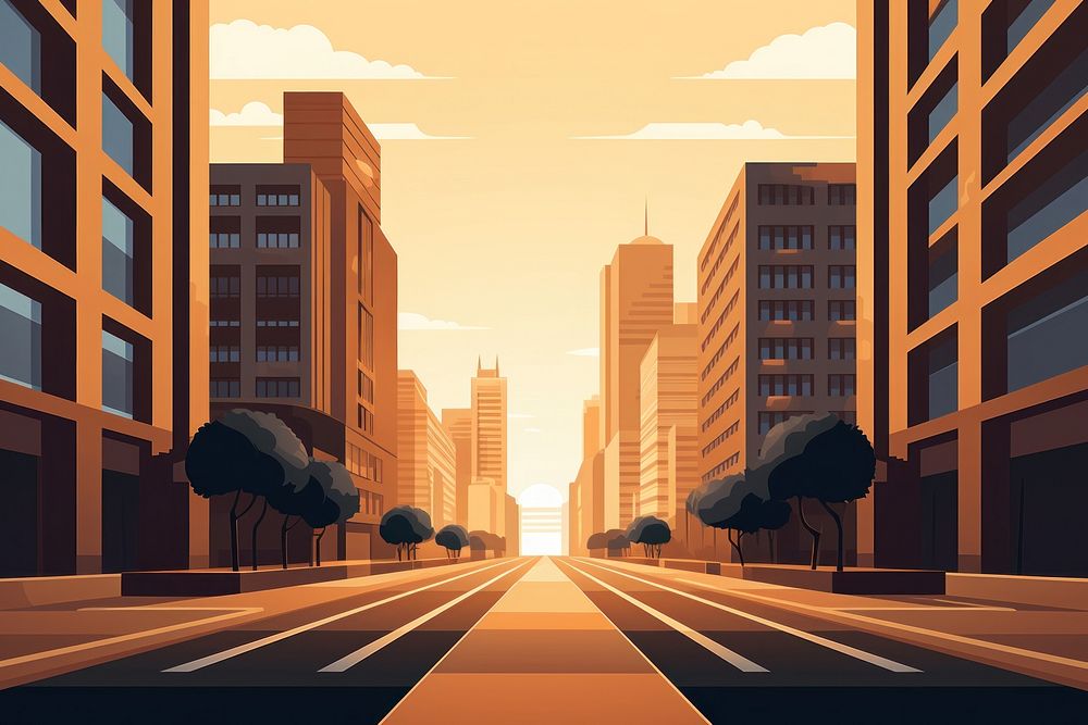 Street and tall buildings architecture skyscraper cityscape. AI generated Image by rawpixel.