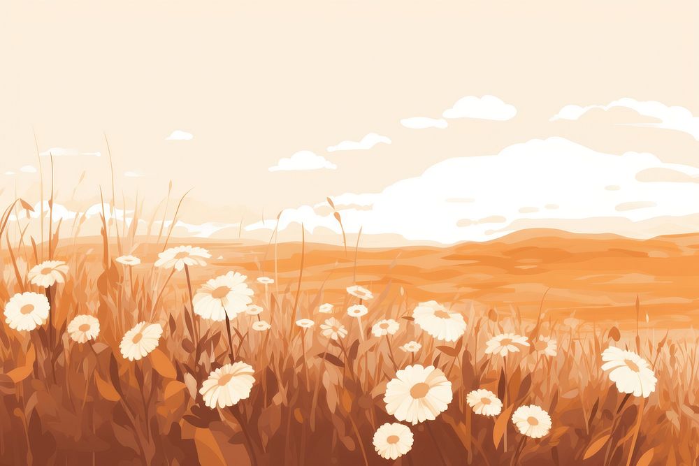 Dasiy flower field landscape backgrounds grassland. AI generated Image by rawpixel.