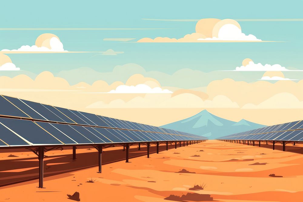 Solar farm landscape outdoors architecture. AI generated Image by rawpixel.