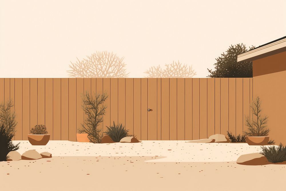 Suburban yard garden outdoors plant fence. AI generated Image by rawpixel.