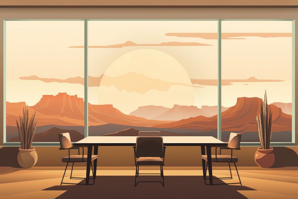 Meeting room architecture furniture landscape. AI generated Image by rawpixel.