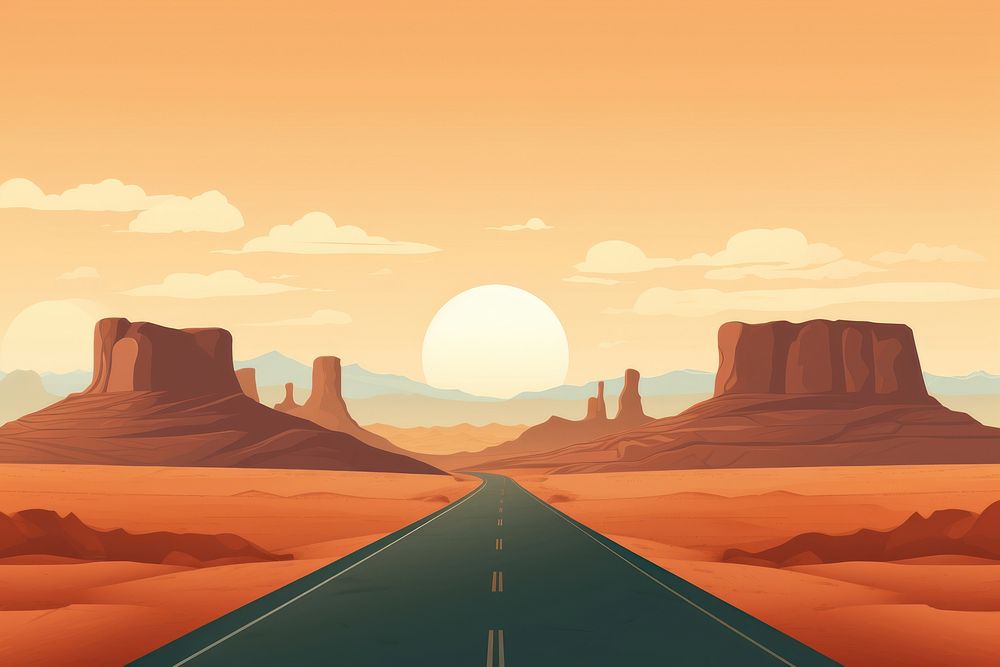 Highway landscape outdoors nature. AI generated Image by rawpixel.