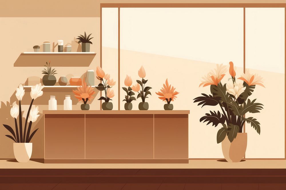 Flower shop furniture table plant. AI generated Image by rawpixel.