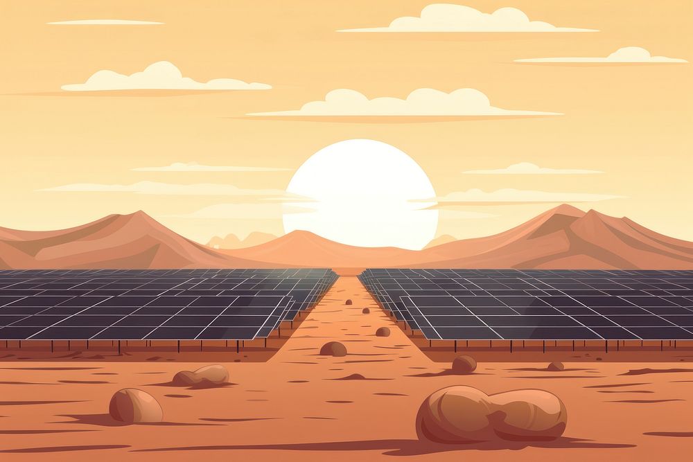Solar farm landscape outdoors tranquility. AI generated Image by rawpixel.