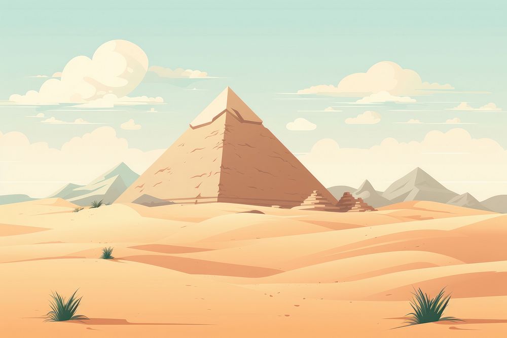 Egypt landscape pyramid architecture. AI generated Image by rawpixel.