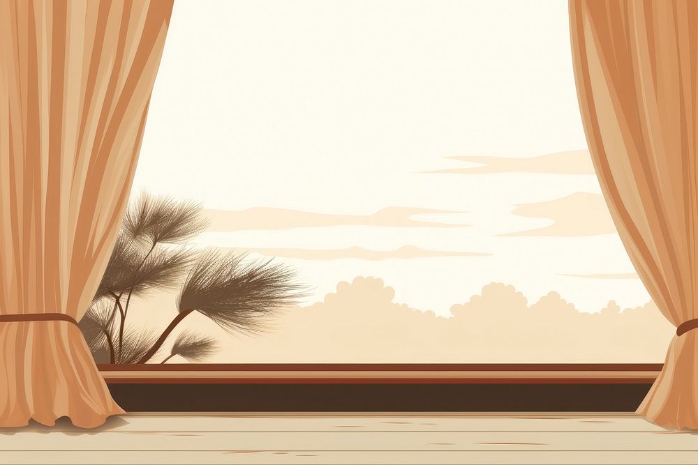 Curtains window decoration interior nature sky architecture. AI generated Image by rawpixel.