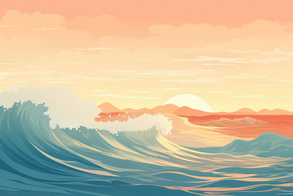 Ocean wave landscape outdoors nature. AI generated Image by rawpixel.
