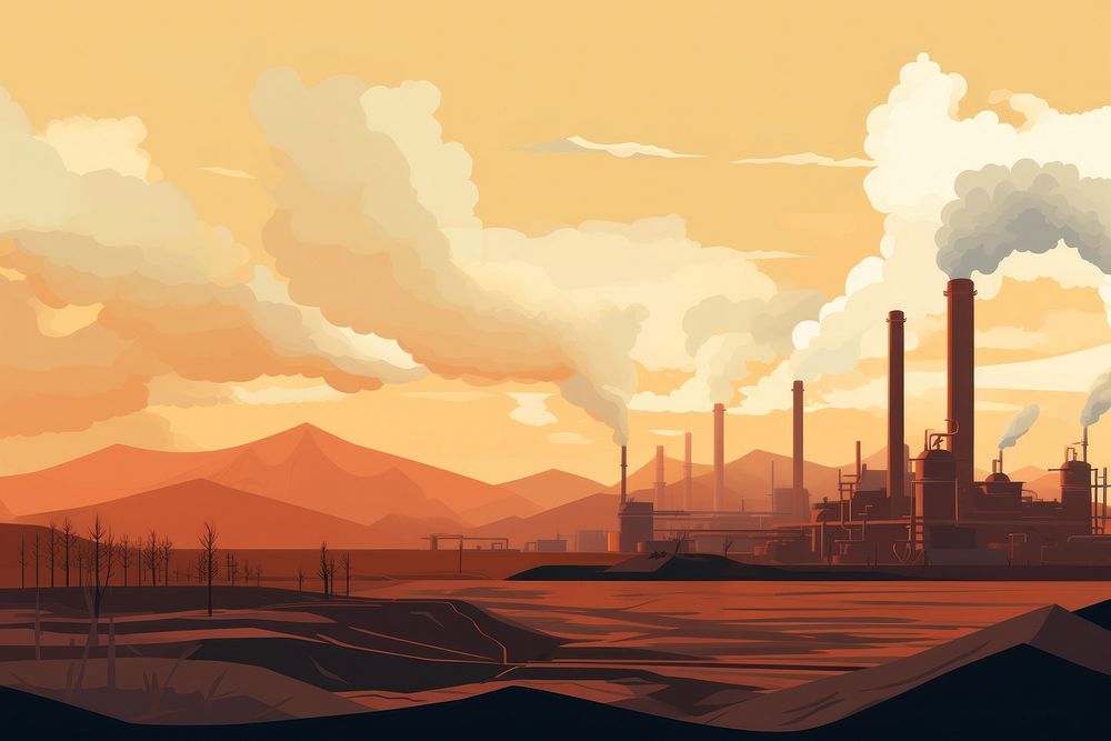 Factory architecture landscape pollution. AI | Free Photo Illustration ...