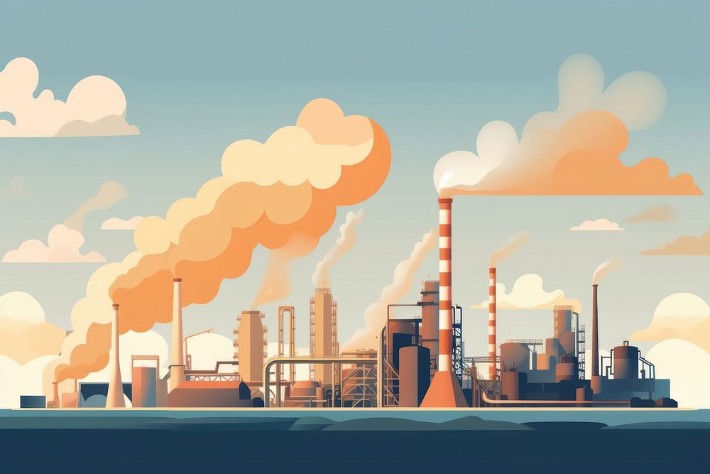 Factory architecture pollution refinery. | Premium Photo Illustration ...