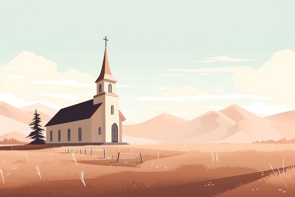 Church architecture landscape building. AI generated Image by rawpixel.